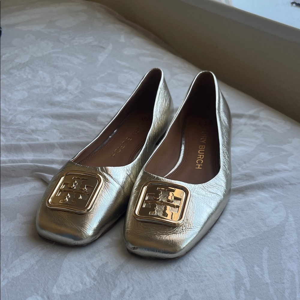 Tory Burch Metallic Gold Loafers
